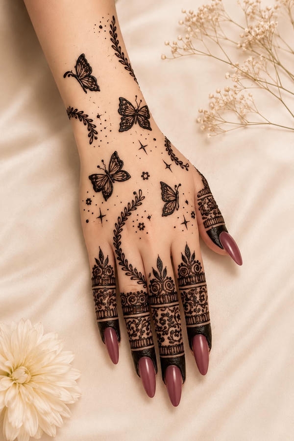 Back Hand Mehndi Design full hand
