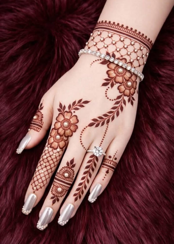 Back Hand Mehndi Design finger