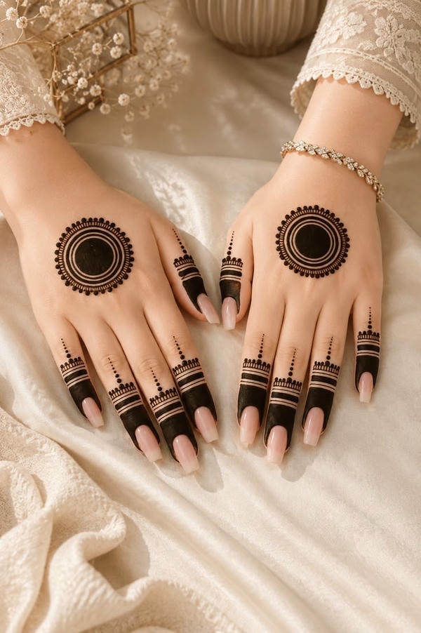 Back Hand Mehndi Design front and back