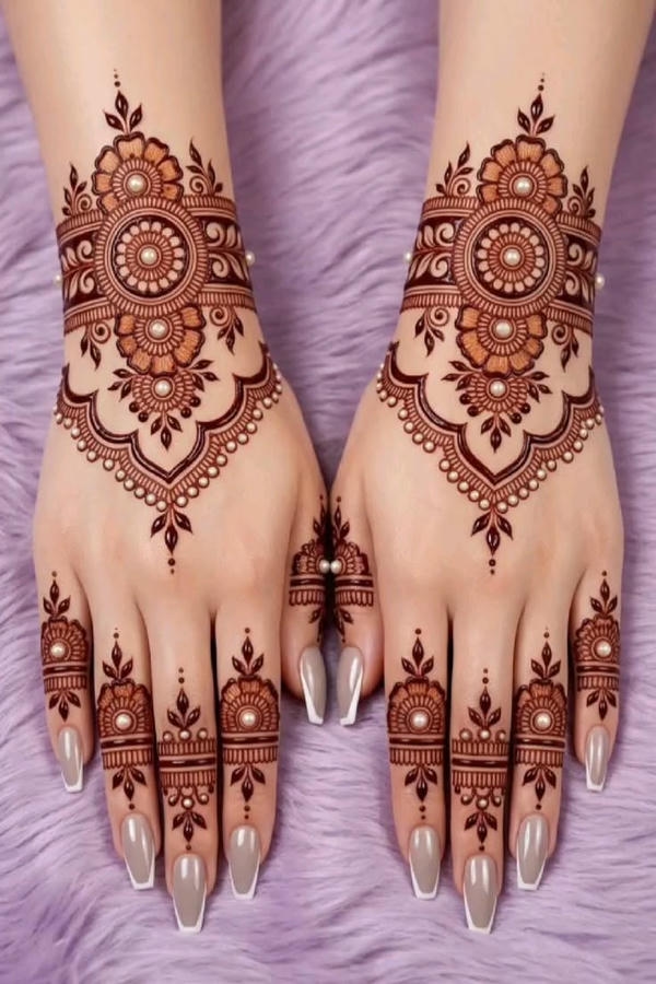 Back Hand Mehndi Design for Karwa Chauth
