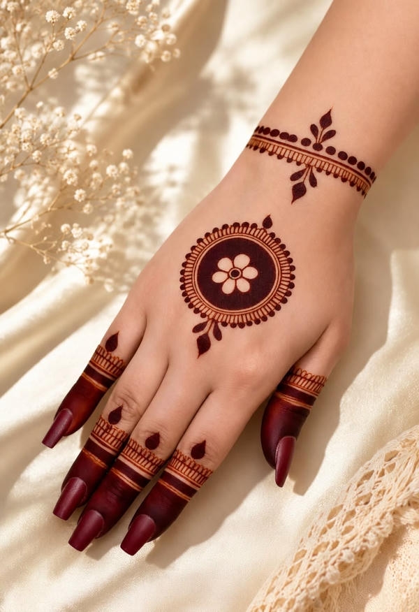 Back Hand Mehndi Design mandala