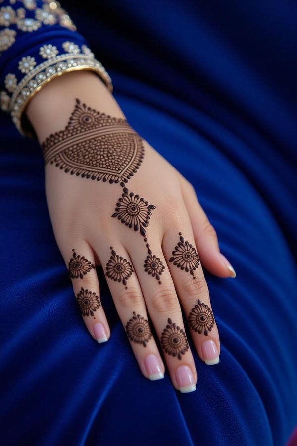 Back Hand Mehndi Design rose